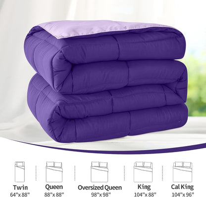 Lightweight Twin Comforter - Purple down Alternative Comforters Twin Size Bed, All Season Duvet Insert Quilted Reversible Bedding Comforter Soft Cozy Twin Size Plum/Light Purple