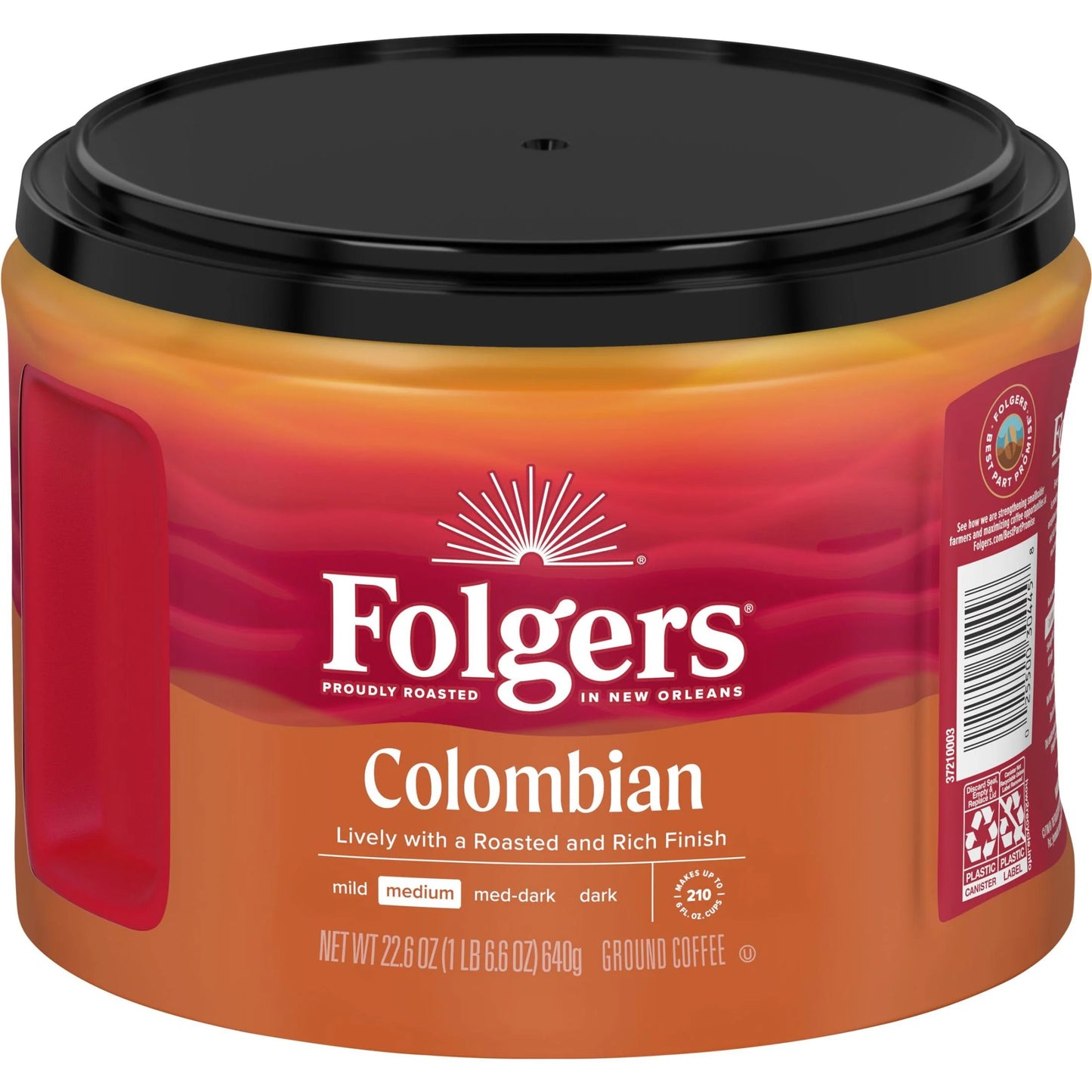 Colombian Ground Coffee, Medium Roast, 22.6 Oz. Canister